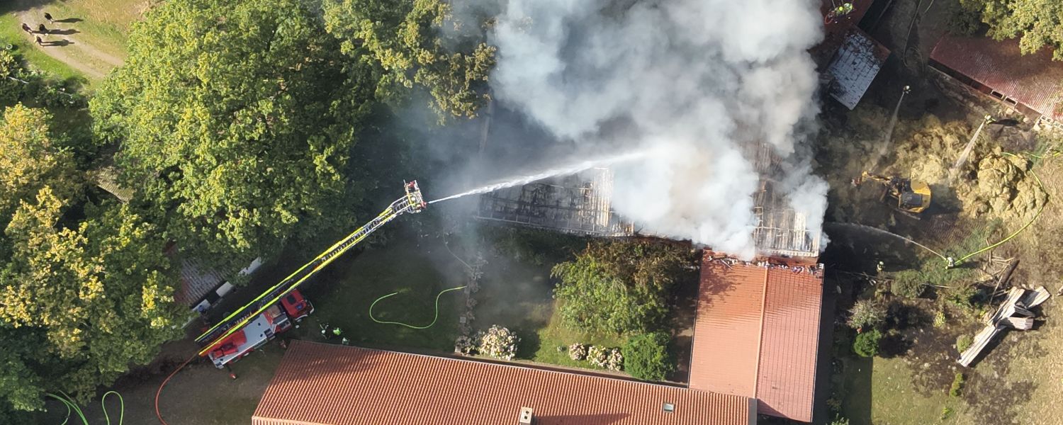 Scheunenbrand-Drohnebild